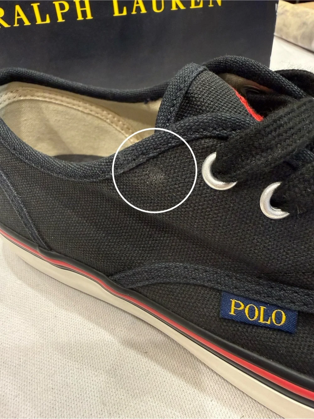 Polo Ralph Lauren Morray Color Black Canvas Sneaker Size 7